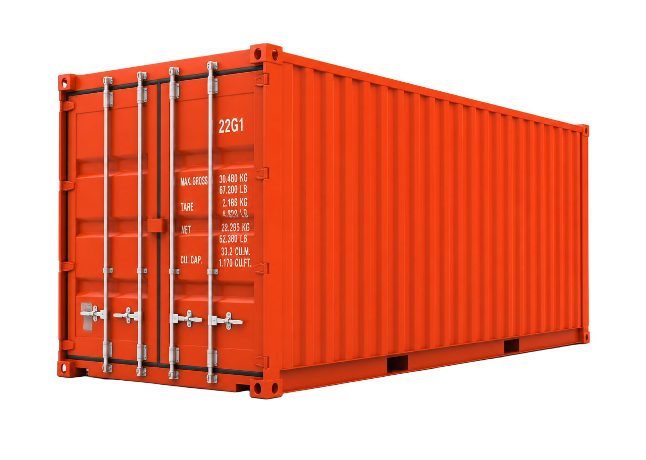 Red 3D shipping container model